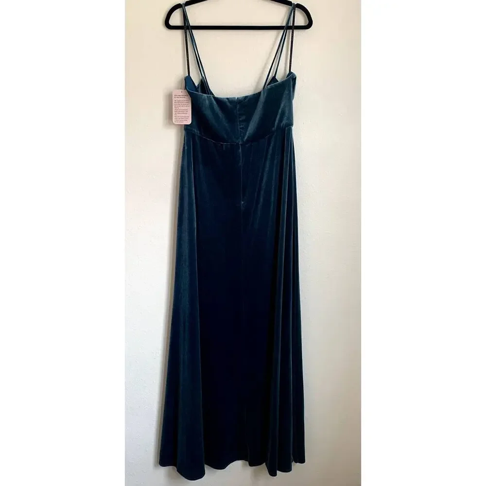 NWT After Six Cowl Neck Velvet Maxi Dress in Dutch Blue‎